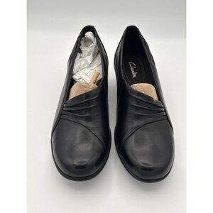 Women’s Clark Size 6.5 Black Leather Heeled Loafers